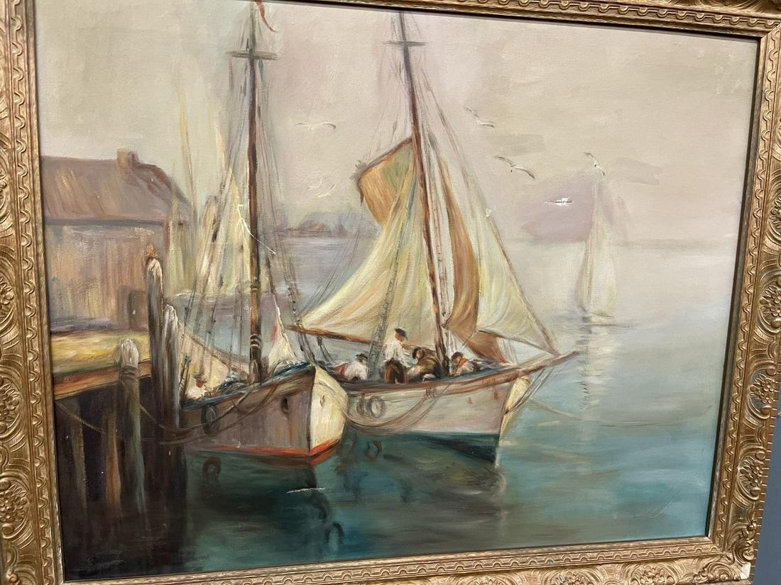 Oil on Canvas Painting in Gold Colored Frame (1 of 6)