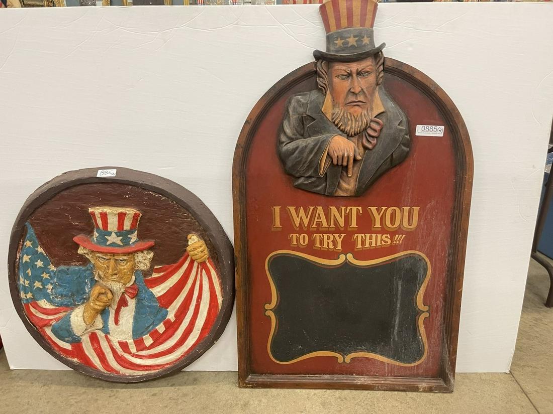 Uncle Sam Plaster Plaque Menu Board, Etc (1 of 4)