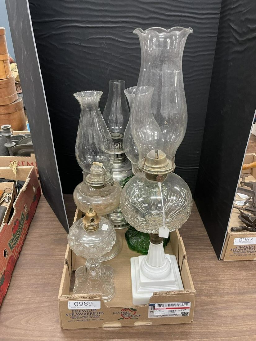 5 Early Lamps incl 1 w/ Milk Glass Base (1 of 9)