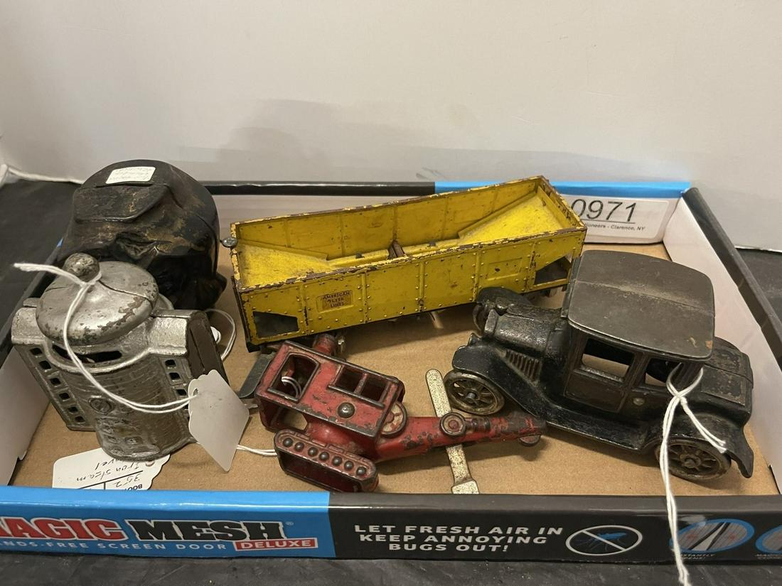 Group of Items incl Cast Iron Car, Excavator, Etc (1 of 6)
