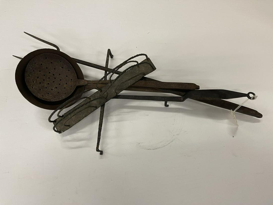 4 Early Hand Made Iron Utensils, etc. (1 of 4)