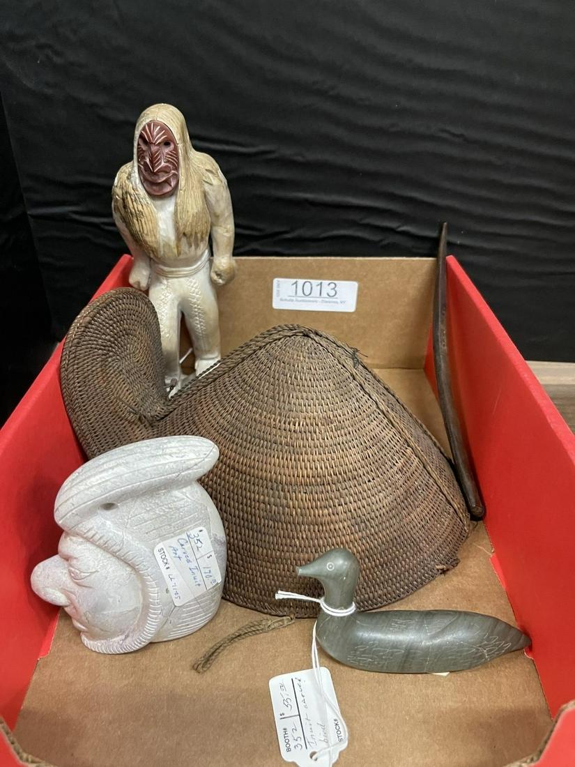 Carved Stone Inuit Pieces incl Statue of Man etc (1 of 6)
