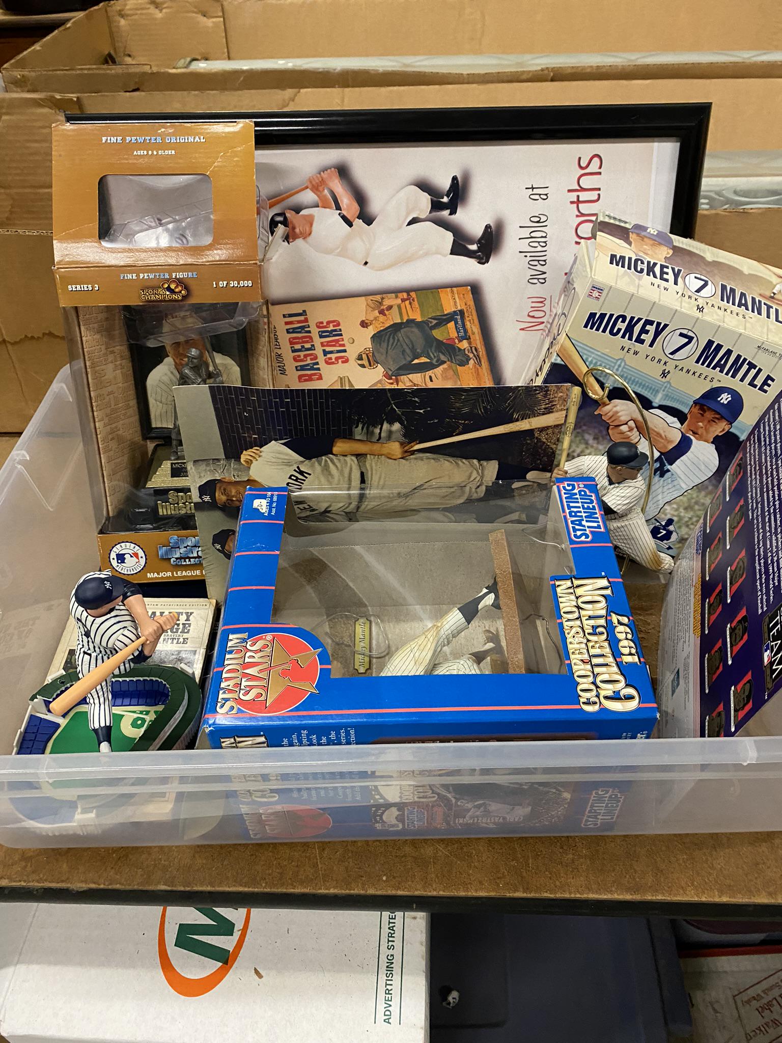 Mickey Mantle Lot incl. Starting Lineup etc: Mickey Mantle Lot incl. Starting Lineup Cooperstown Collection, Sports Illustrated Mickey Mantle Trophy, Photo, Woolworth Advertisement etc -