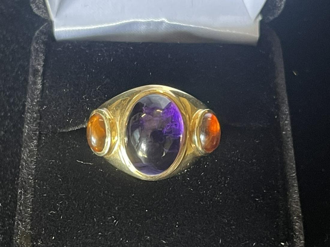 14K Ring Large Purple Amethyst w/ stones (1 of 9)