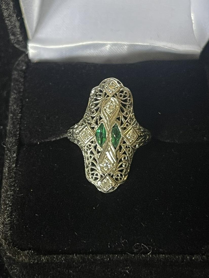 Art Deco Style 18k Gold Ring w/ Diamonds (1 of 10)