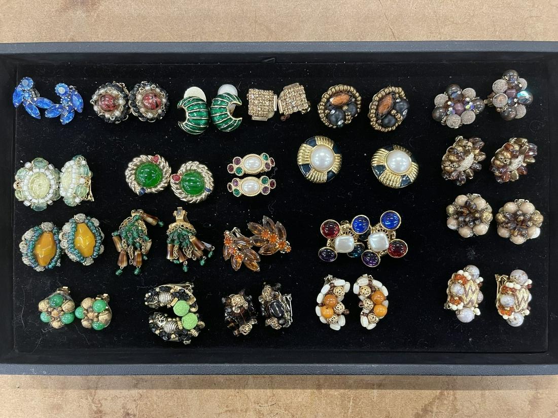 Group of Costume Jewelry incl. Clip On Earrings: Nice Group of Costume Jewelry incl. Clip On Earrings, Hobe & Alice Caviness, etc -