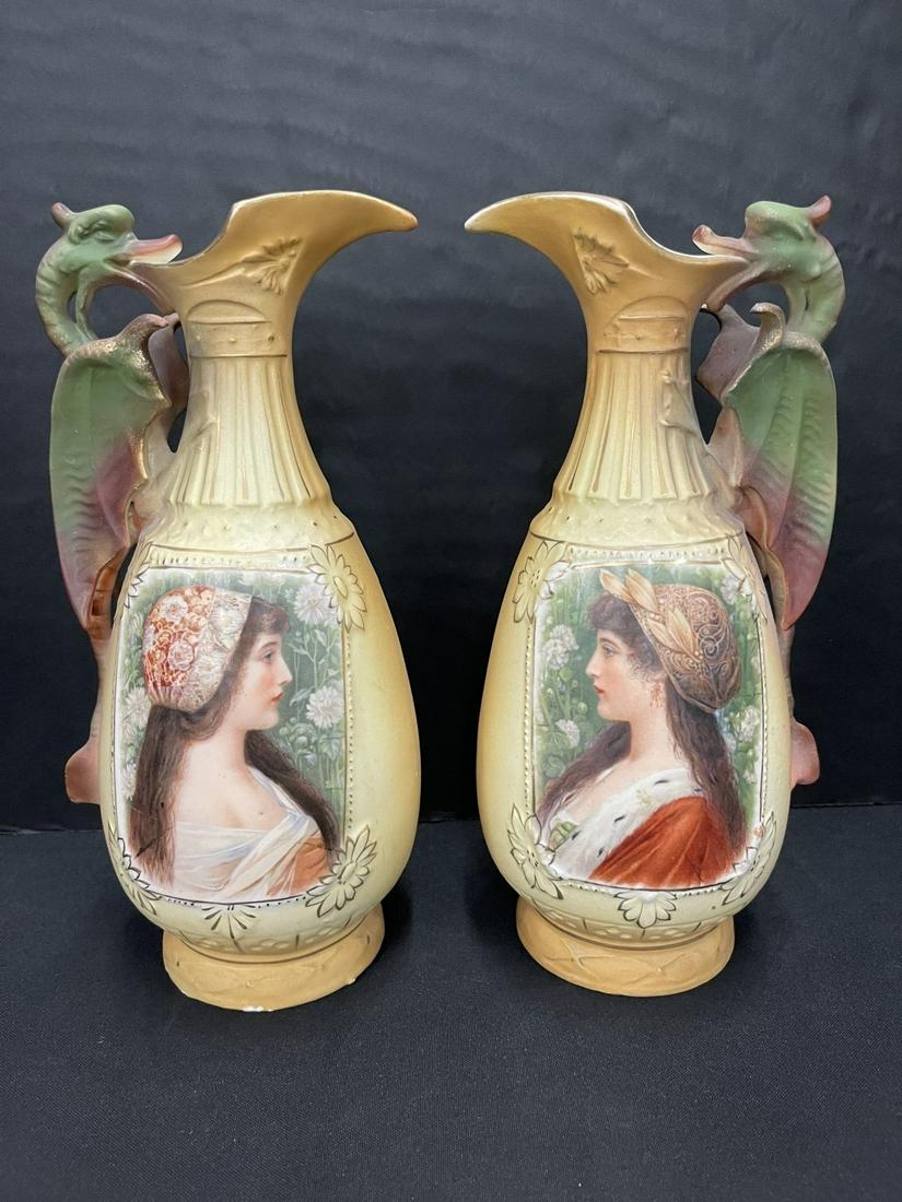 Pair Royal Wettina Hand Painted Pitchers (1 of 19)