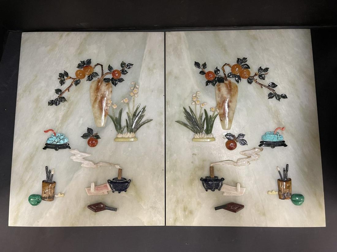 2 Stone Panels w/ Applied Semi Precious Stones (1 of 10)