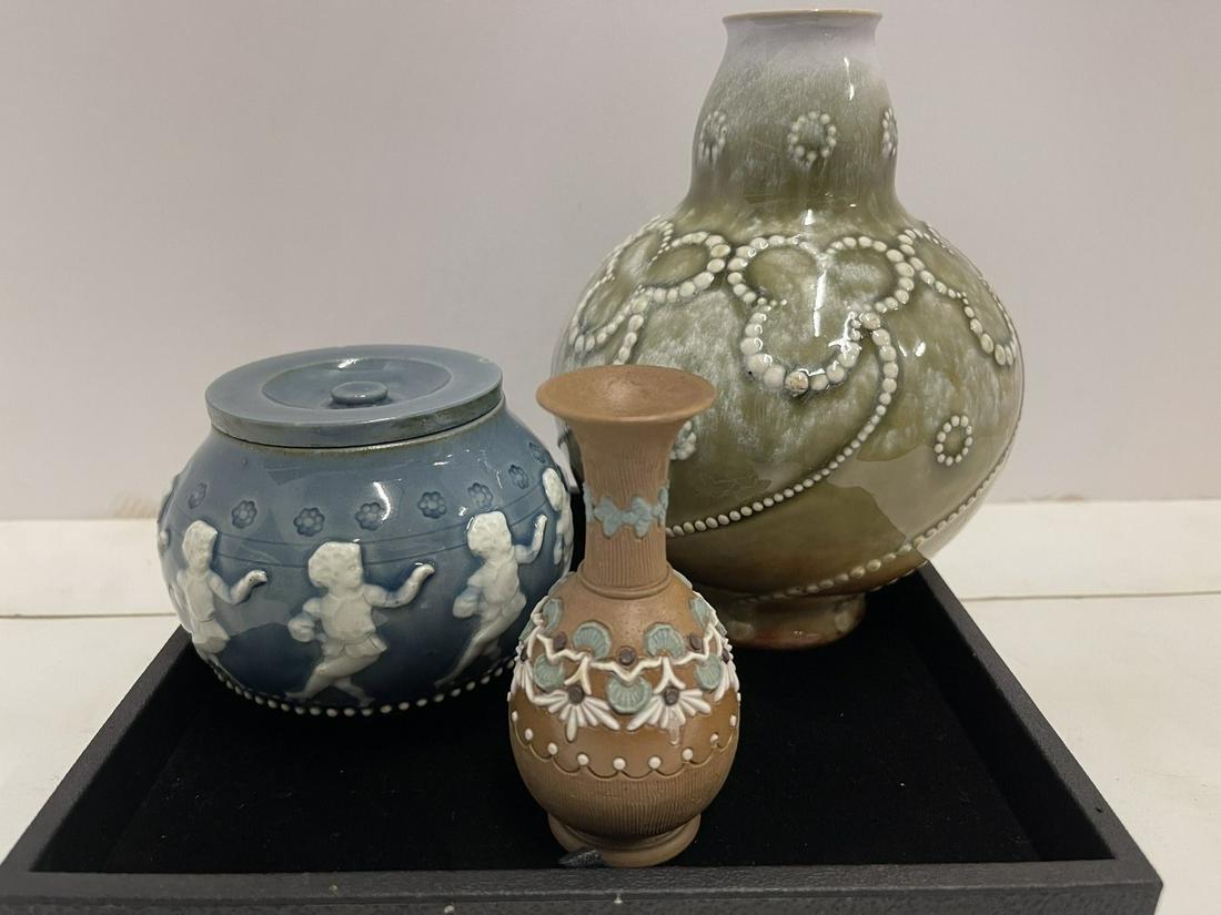 3pc. Doulton Lambeth Pottery (1 of 13)
