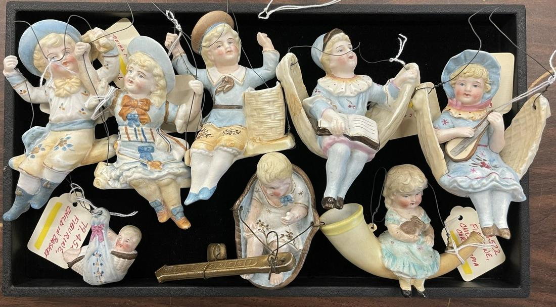 Bisque Hanging Figures, Possibly from a Clock: Bisque Hanging Figures, Possibly from a Clock -