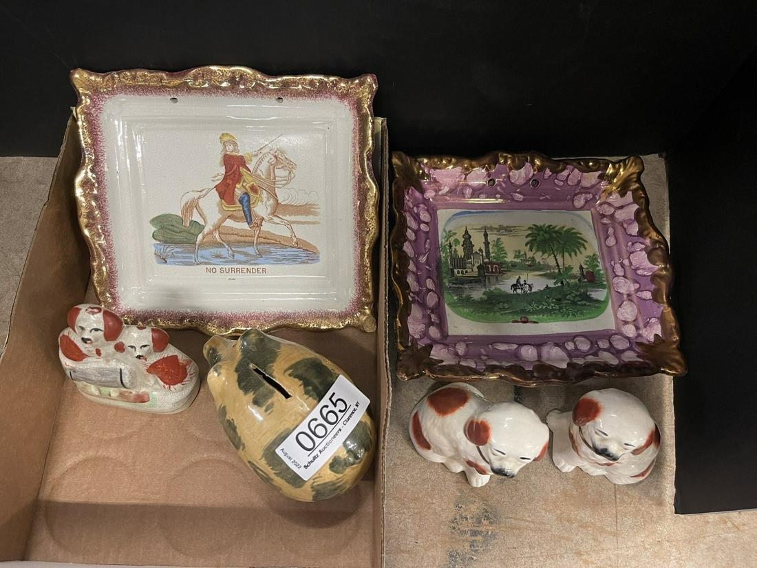Lot incl. Staffordshire Dogs, Early Plaques, etc (1 of 9)