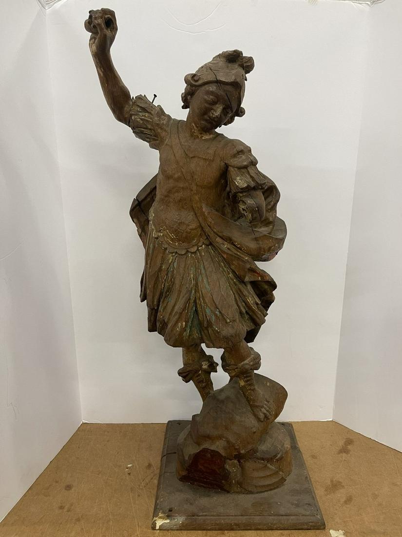 Early 19th C. Wood Carving of Saint Michael (1 of 16)