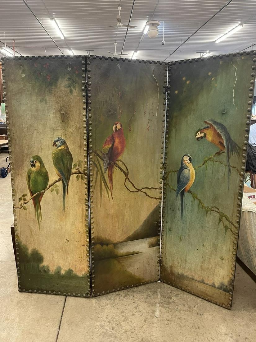 Oil on Canvas Painted 3 Panel Screen Room Divider (1 of 20)