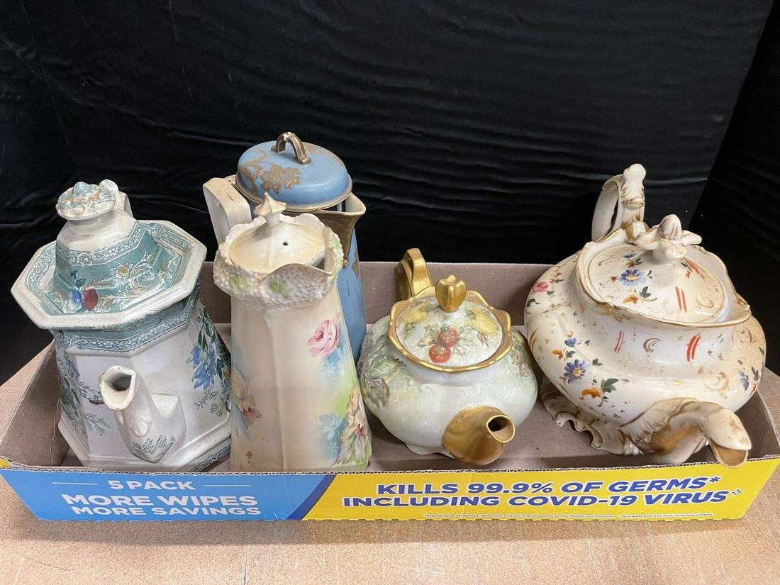 5 Teapots, Hand painted, Ironstone, Etc. (1 of 10)