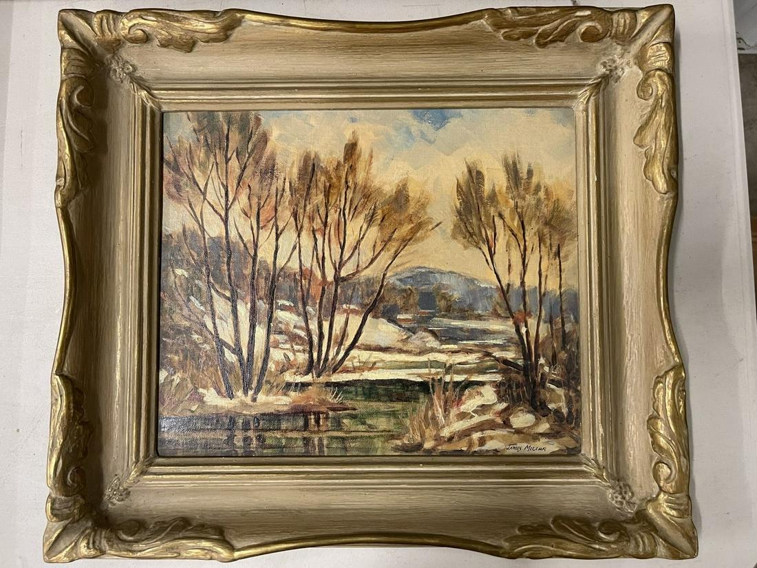 James Millar Oil on Board Landscape Painting: James Millar Oil on Board Landscape Painting - approx 16.75" x 14.5"