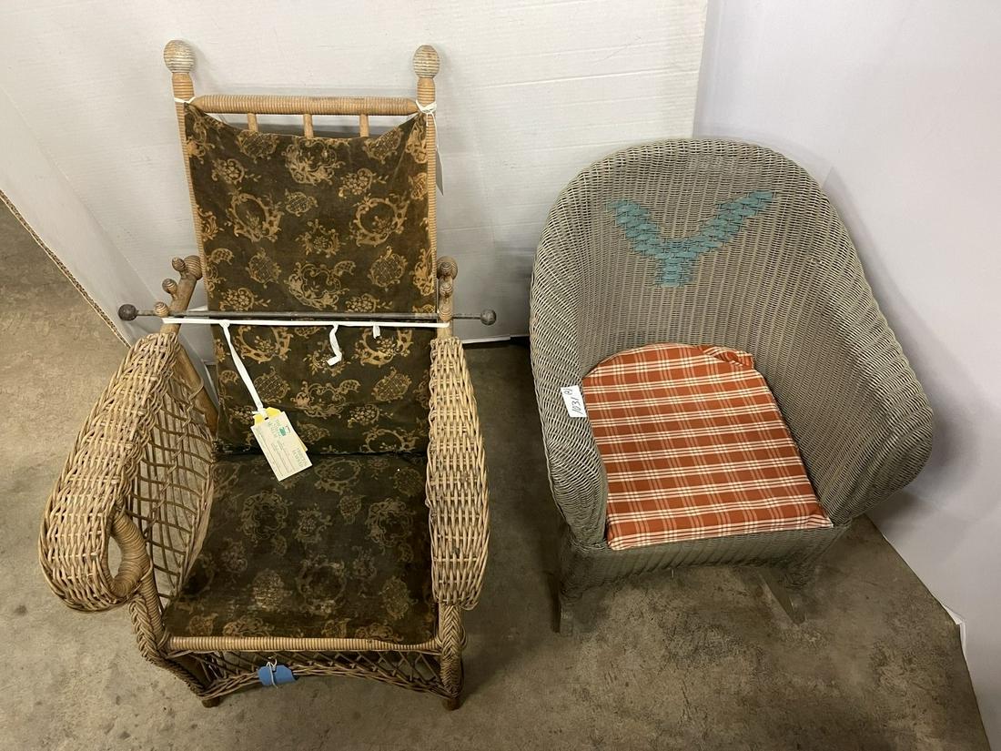 Childs Wicker Morris Chair & Wicker Rocker (1 of 3)