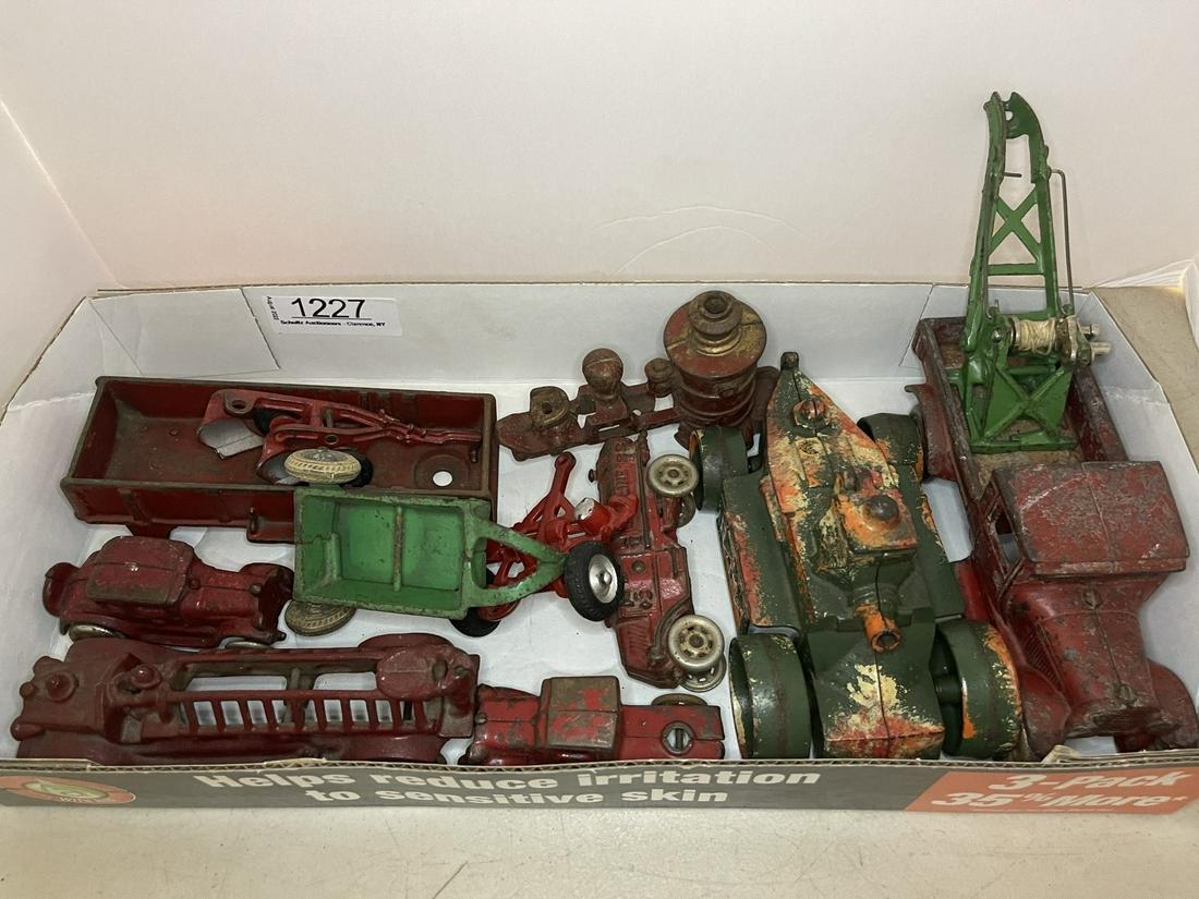 Group of Metal Toy Vehicles incl. Fire Engine: Group of Metal Toy Vehicles incl. Fire Engine, Tank, & Tow Truck -