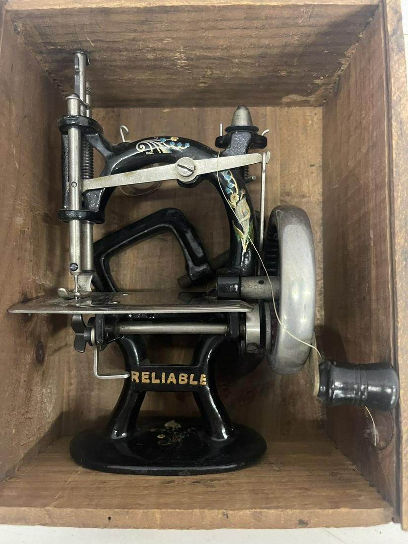 Midget Sewing Machine w/ Original Box: Midget Sewing Machine w/ Original Box - Approx. 6 1/2 x 8 x 4