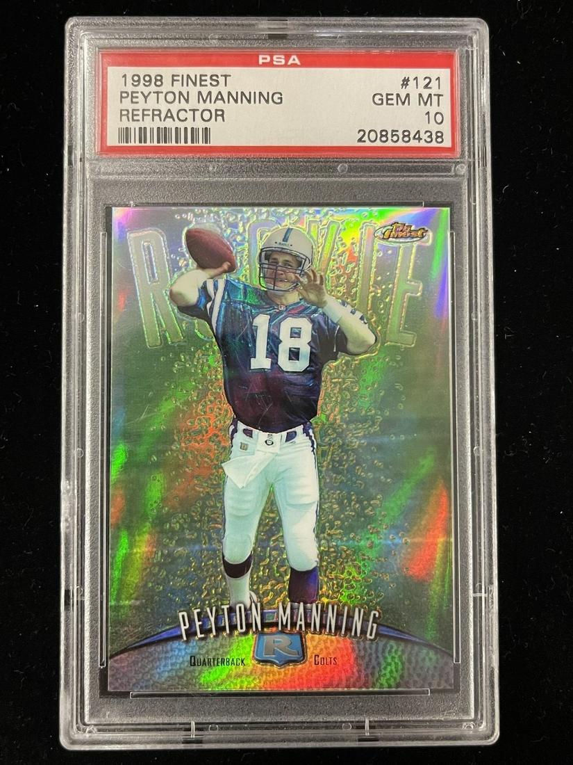 Peyton Manning 1998 Finest Refractor Card #121: Peyton Manning 1998 Finest Refractor Football Card #121, PSA rated Gem Mint 10 -