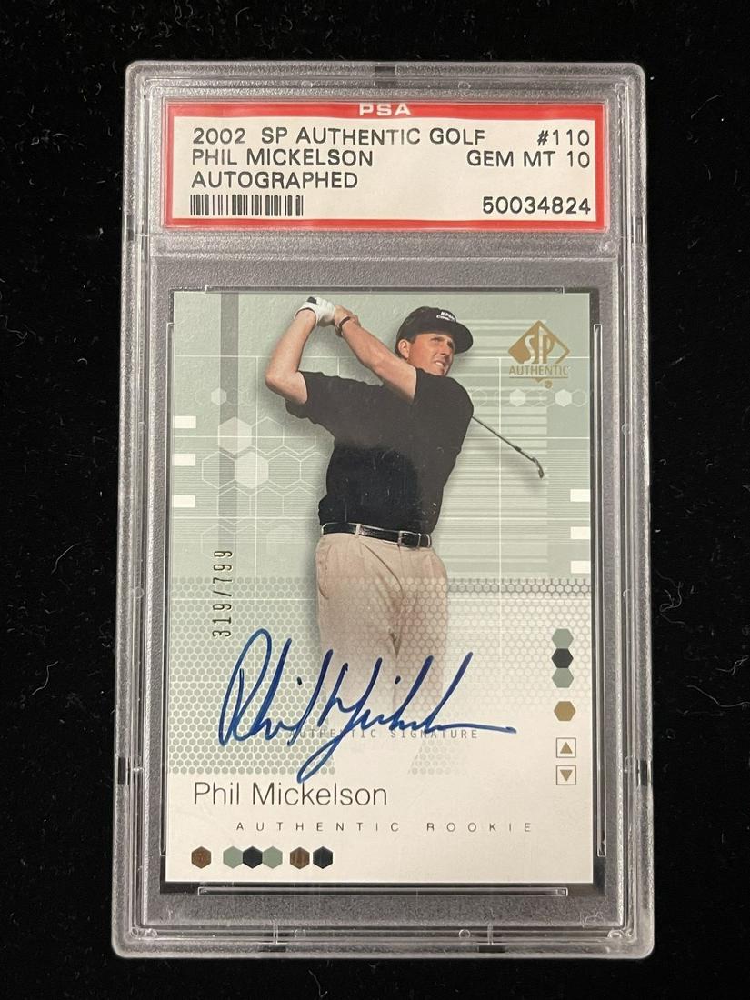 Phil Mickelson 2002 Autographed Golf Card: Phil Mickelson 2002 Authentic Golf Card, Autographed, Card #110 PSA rated Gem Mint 10 -