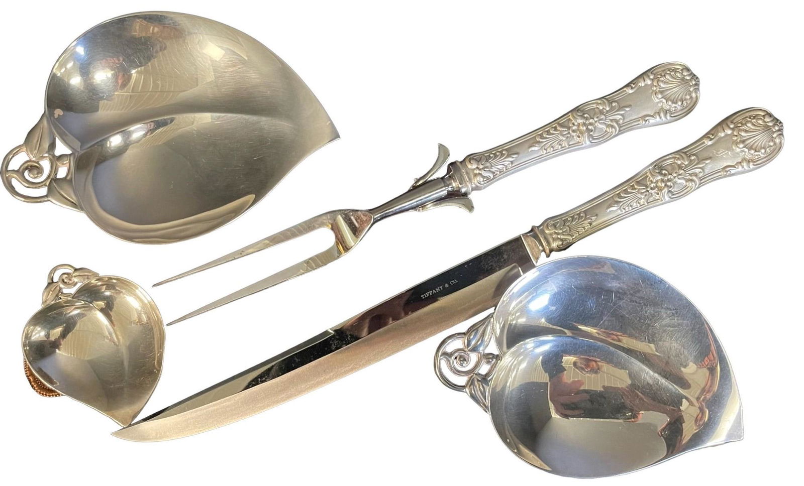 Tiffany & Co. Sterling Nut Dishes, Carving Set