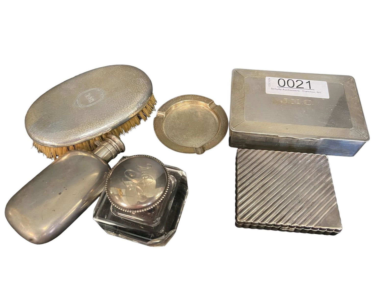 Mixed Lot incl Sterling Flask, Cigarette Case, et (1 of 11)