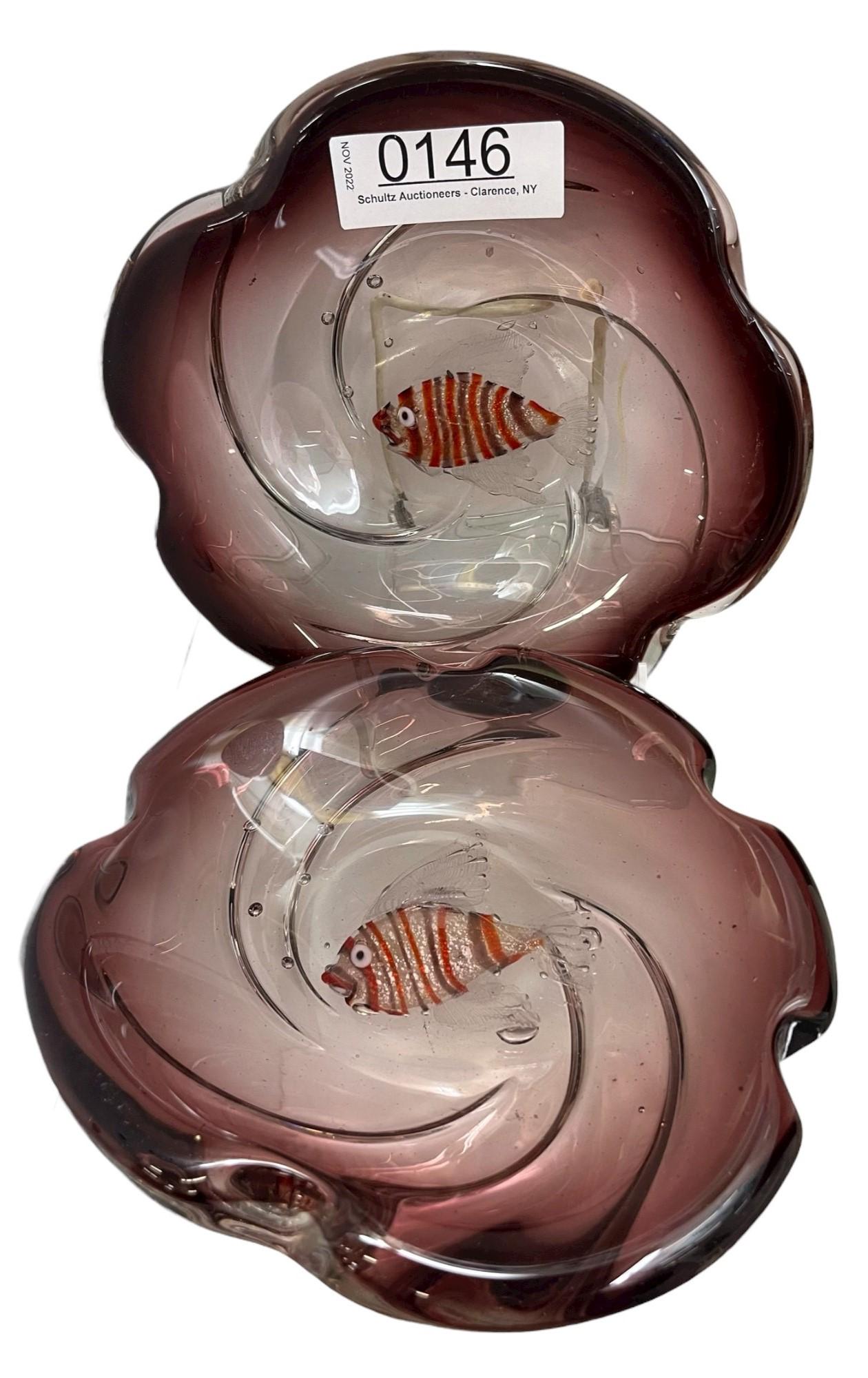 2 Barbini Murano Glass Forms with Fish (1 of 6)