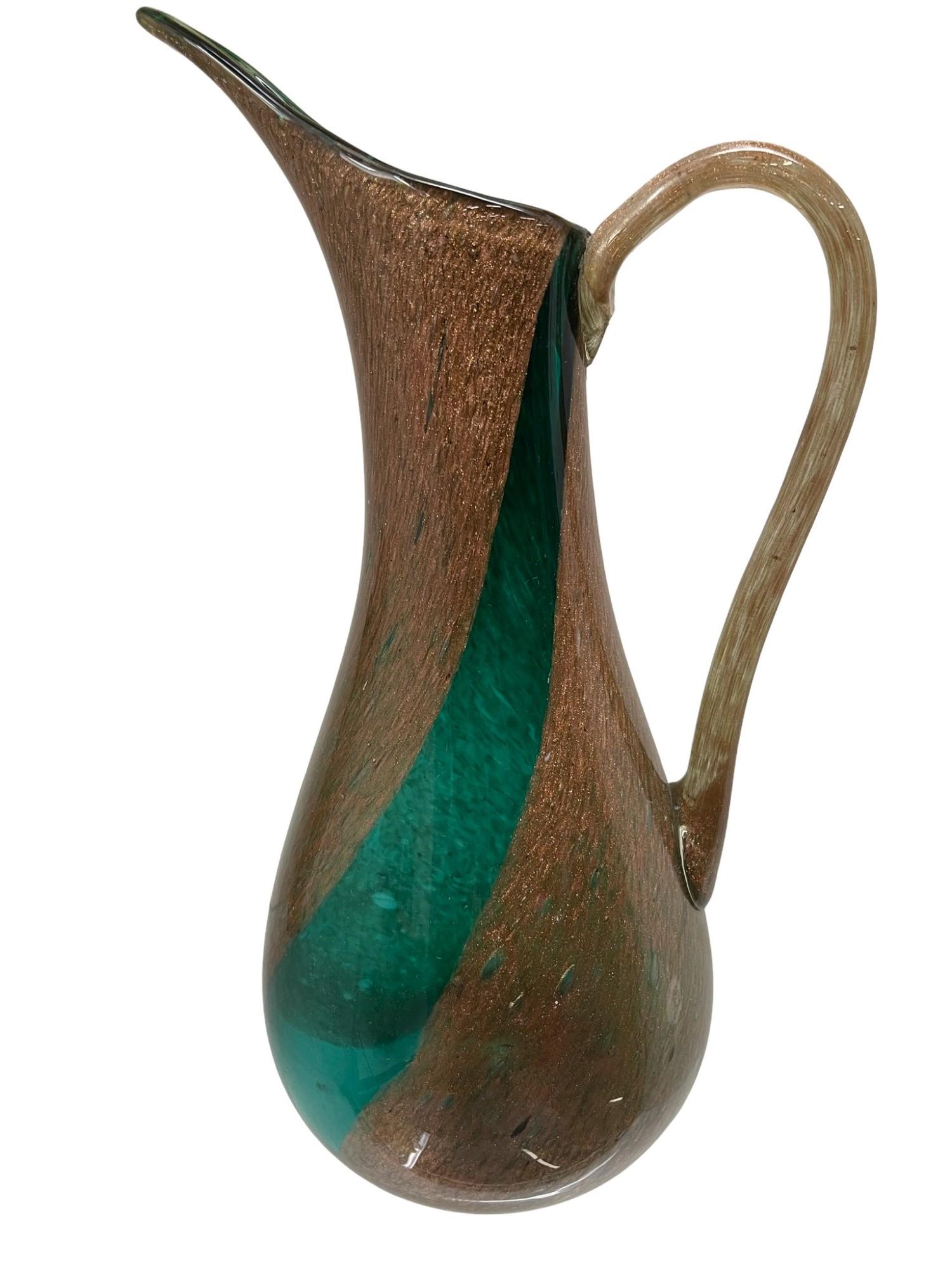 Dino Martens Gold & Green Large Art Glass Pitcher (1 of 5)