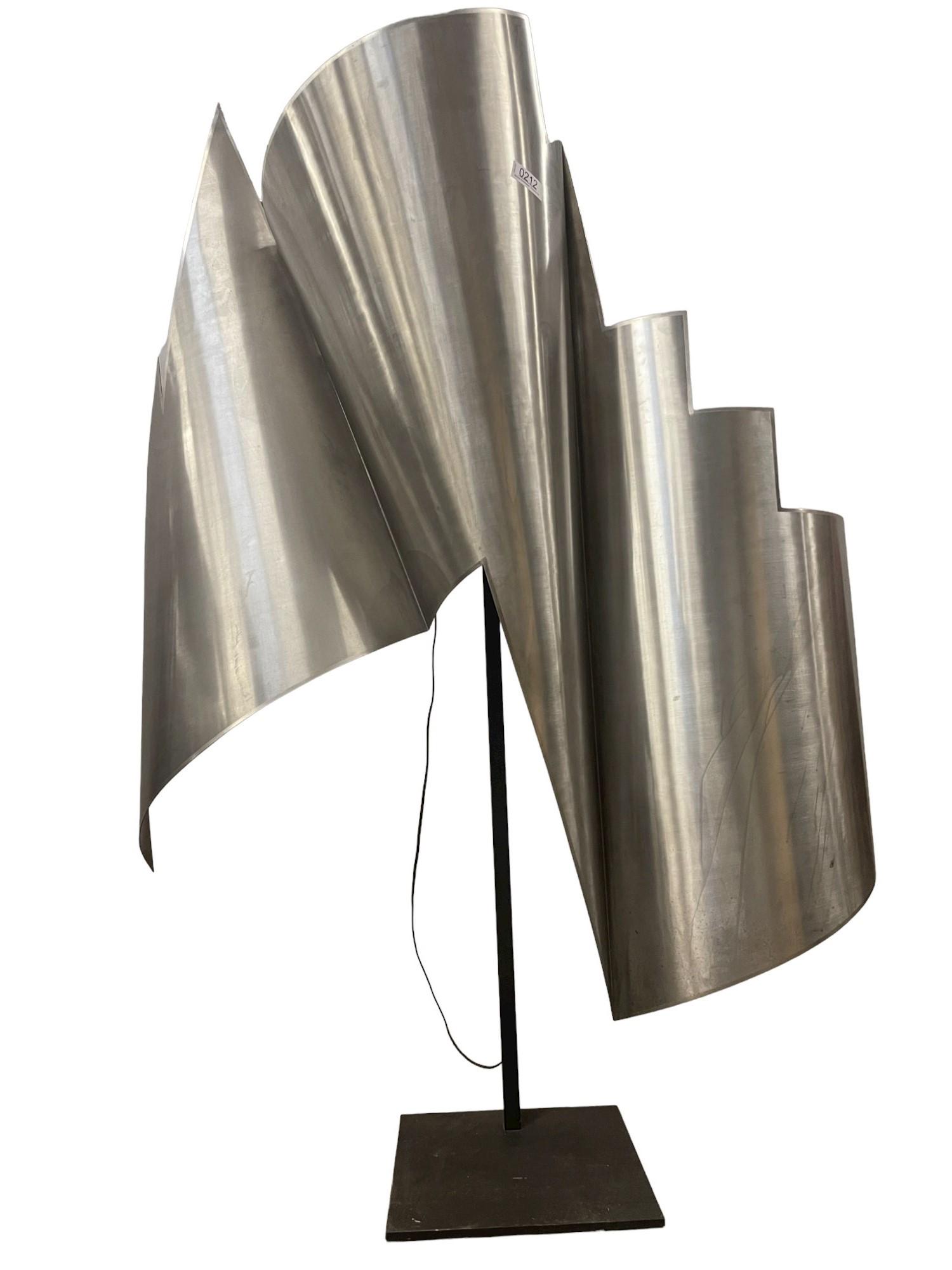 Stainless & Iron Floor Lamp Signed (1 of 7)