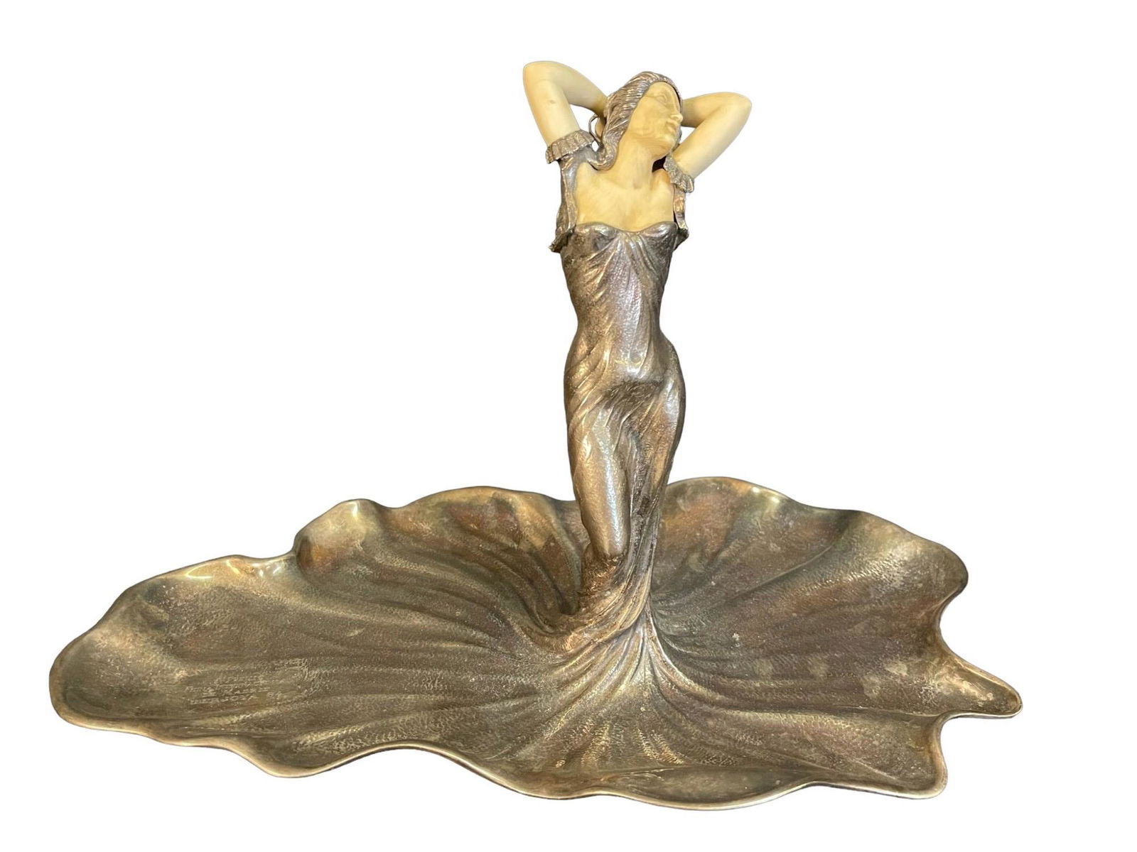 Art Nouveau Style Silver Tray with Woman (1 of 8)
