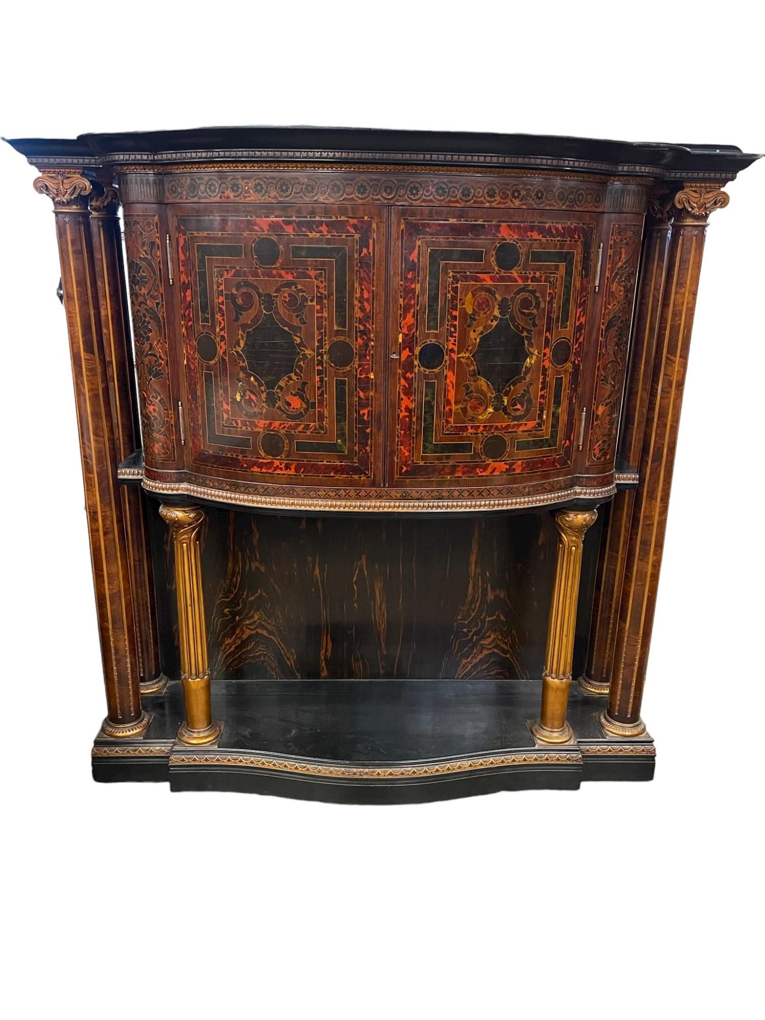 Leon Marcotte Inlaid Cabinet w/ Carved Columns (1 of 5)