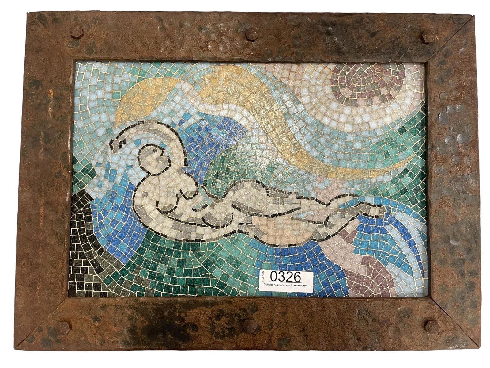 Mosaic of Reclining Woman Framed: Mosaic of Reclining Woman Framed - approx 22.5" x 16.5"
