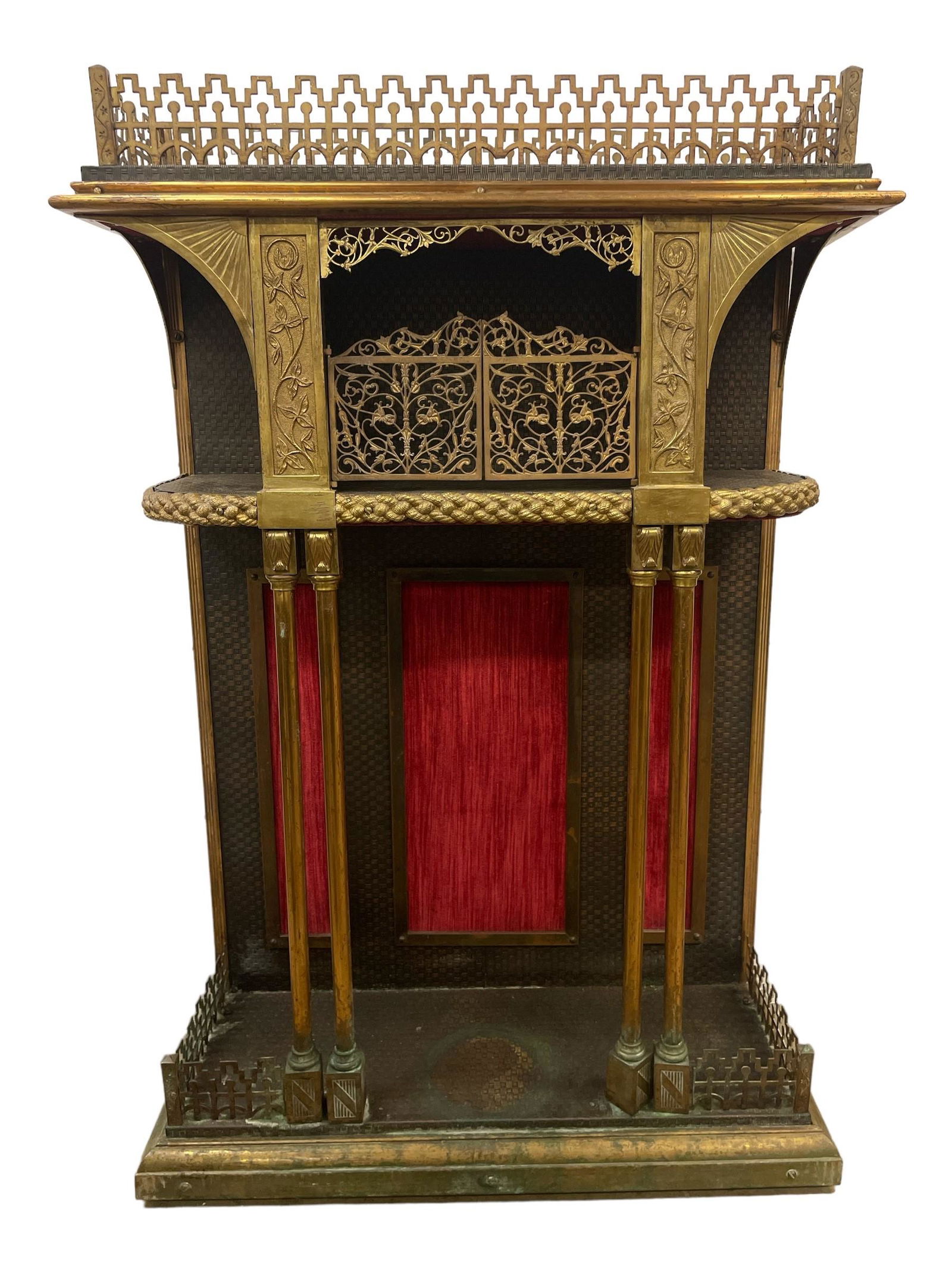 Aesthetic Movement Brass & Wood Curio Cabinet (1 of 7)