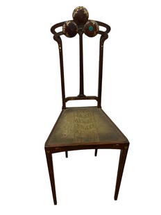 Exquisite Art Nouveau Chair, Carlo Zen C. 1905: Exquisite Art Nouveau Chair, Carlo Zen C. 1905, Inlaid Rosewood, Mother of Pearl - Approx. 14 x 13 x 36