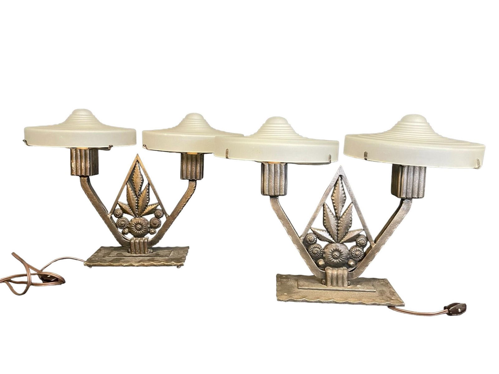 Pair Iron French Deco Buffet Lamps (1 of 8)