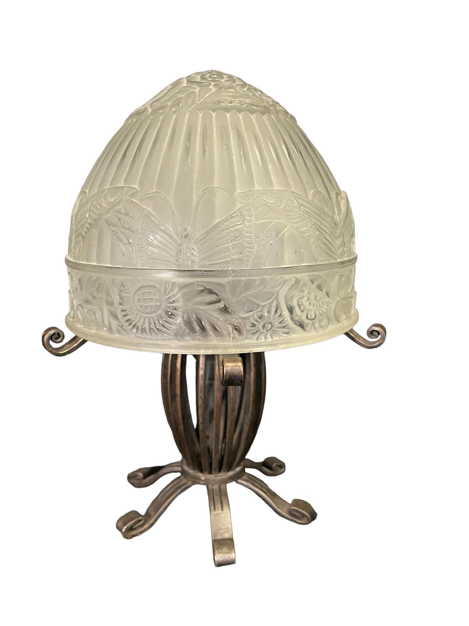 Edgar Brandt Small Art Deco Iron Lamp Signed (1 of 9)