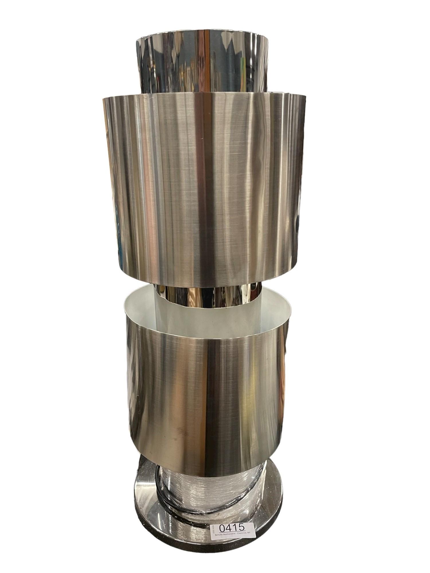 Stainless Steel & Chrome Modern Cylinder Lamp (1 of 5)
