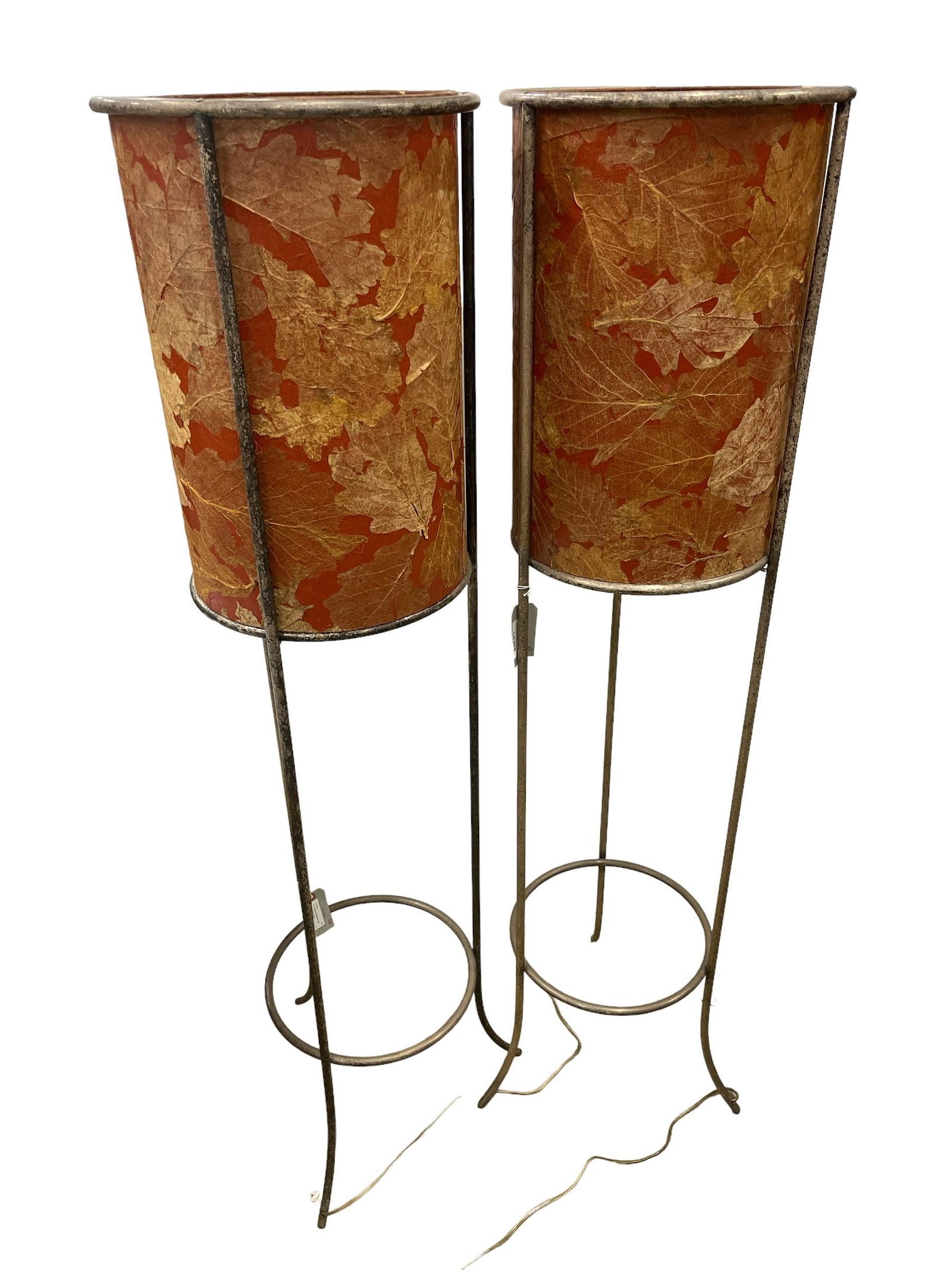 Pair T.H. Robsjohn Gibbings Silvered Floor Lamps (1 of 7)