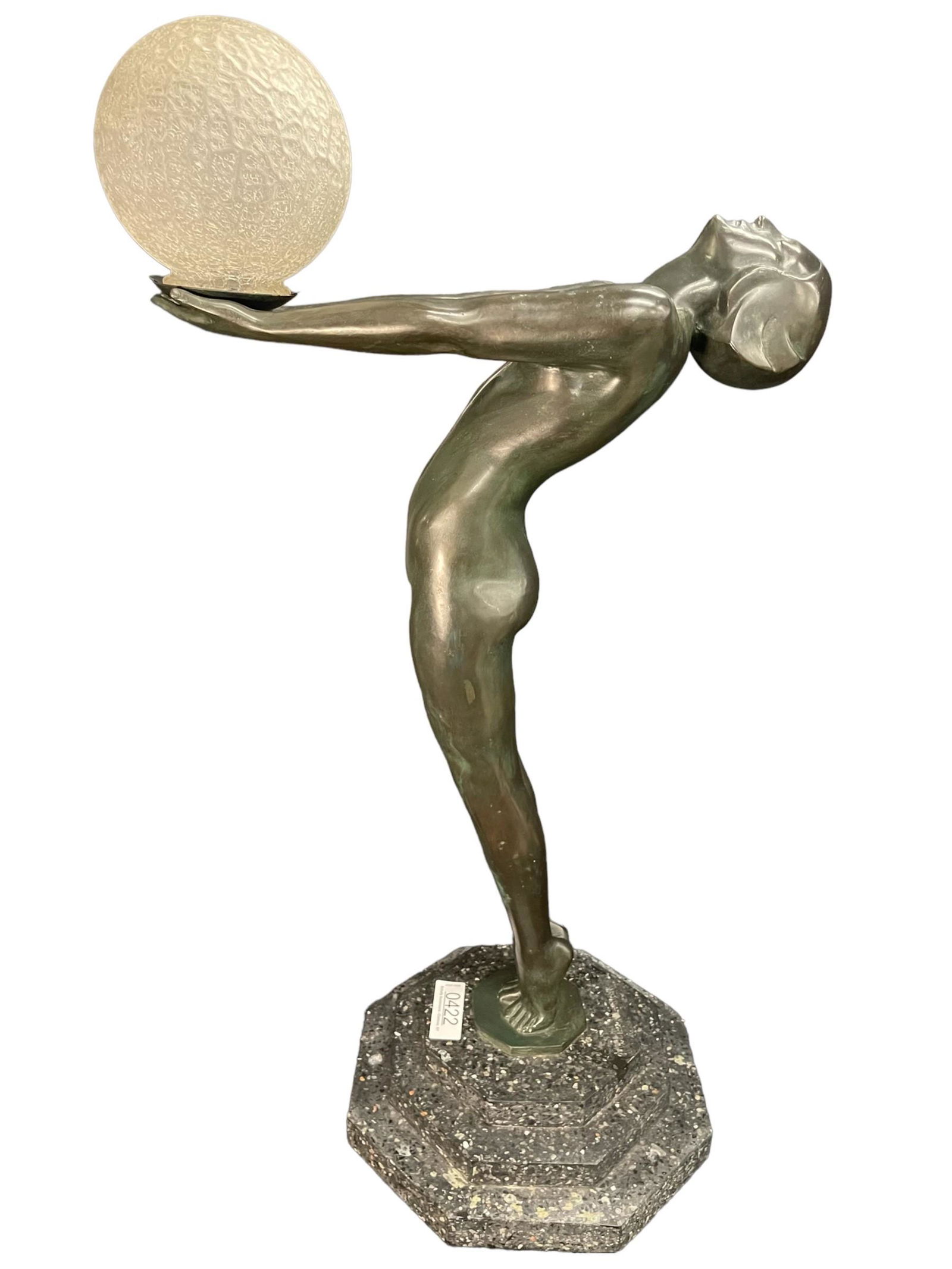 Max Le Verrier Art Deco Bronze Woman Lamp (1 of 6)