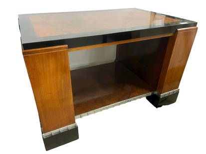 Paul Frankl Art Deco Desk: Paul Frankl Art Deco Desk, mixed wood & aluminum - approx 45" x 30" x 29"