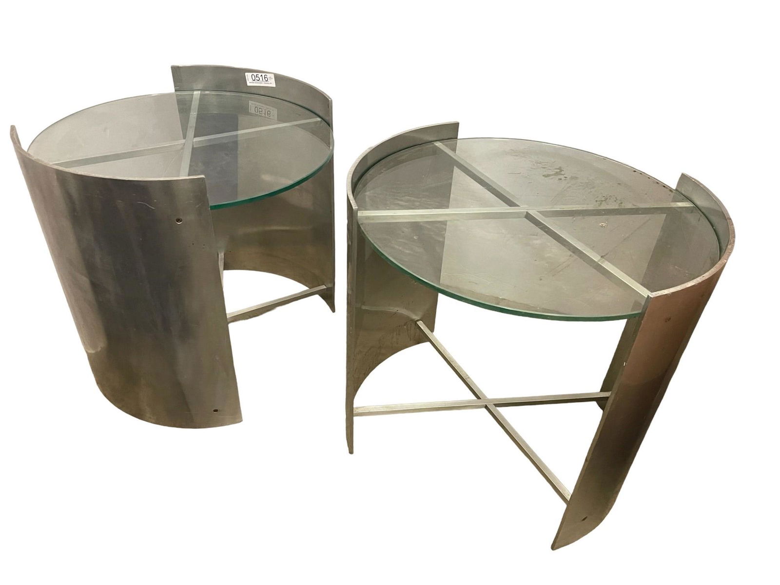 Pair of Aluminum & Glass End Tables (1 of 6)