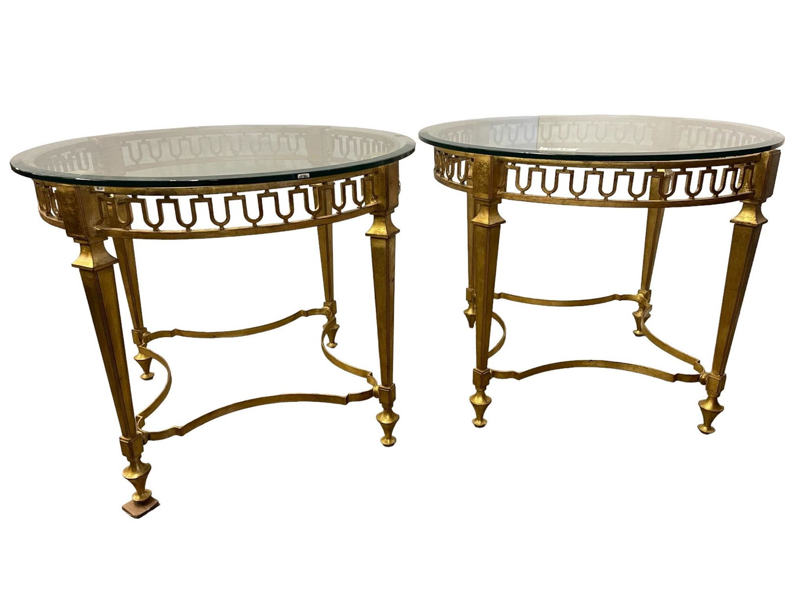 Pair Gilded Round Glass Top Tables (1 of 6)
