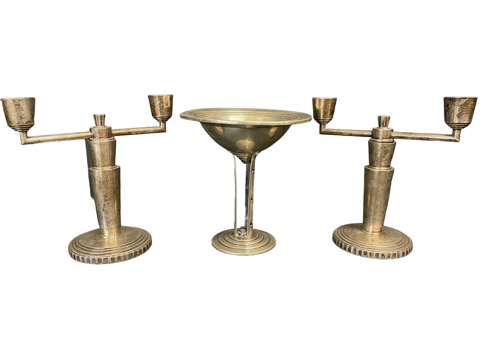 International Sterling Compote & Pair Candlestick (1 of 9)