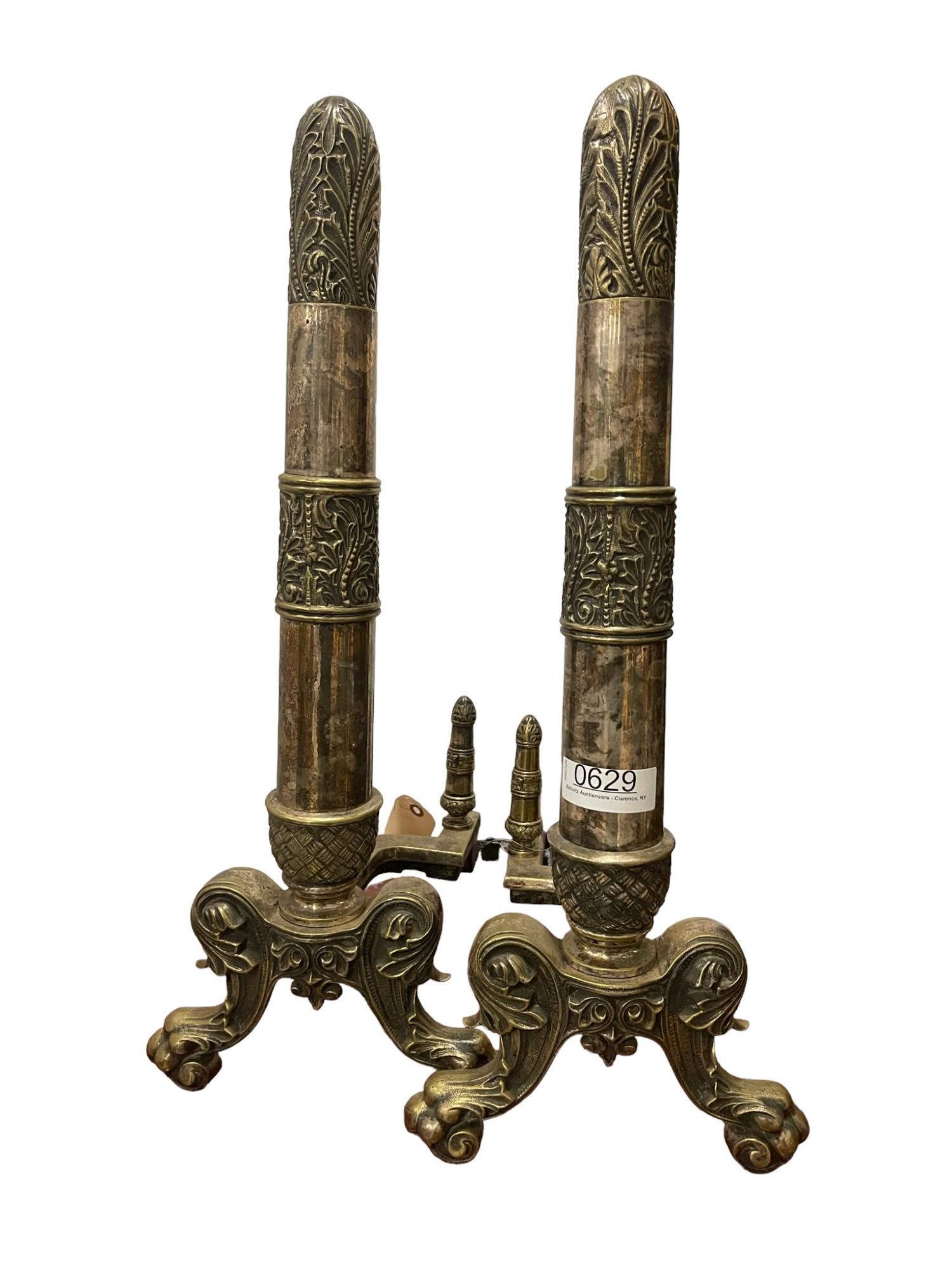 Pair Exceptional Brass Andirons (1 of 7)