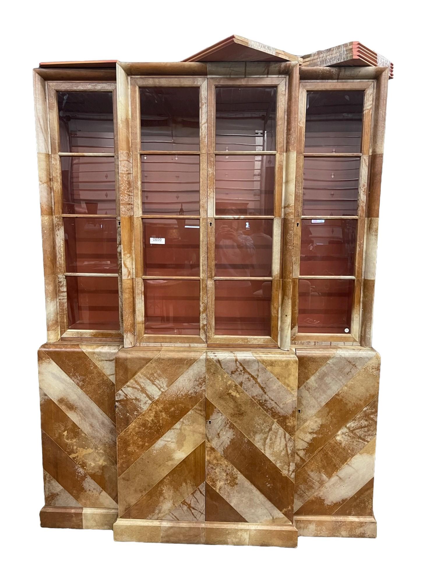 Samuel Marx Parchment Cabinet: Samuel Marx Parchment Cabinet - Approx. 84" t x 60" w x 20" d