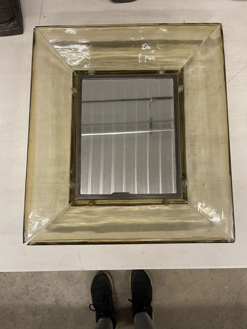 Venini Glass and Metal Framed Mirror (1 of 6)