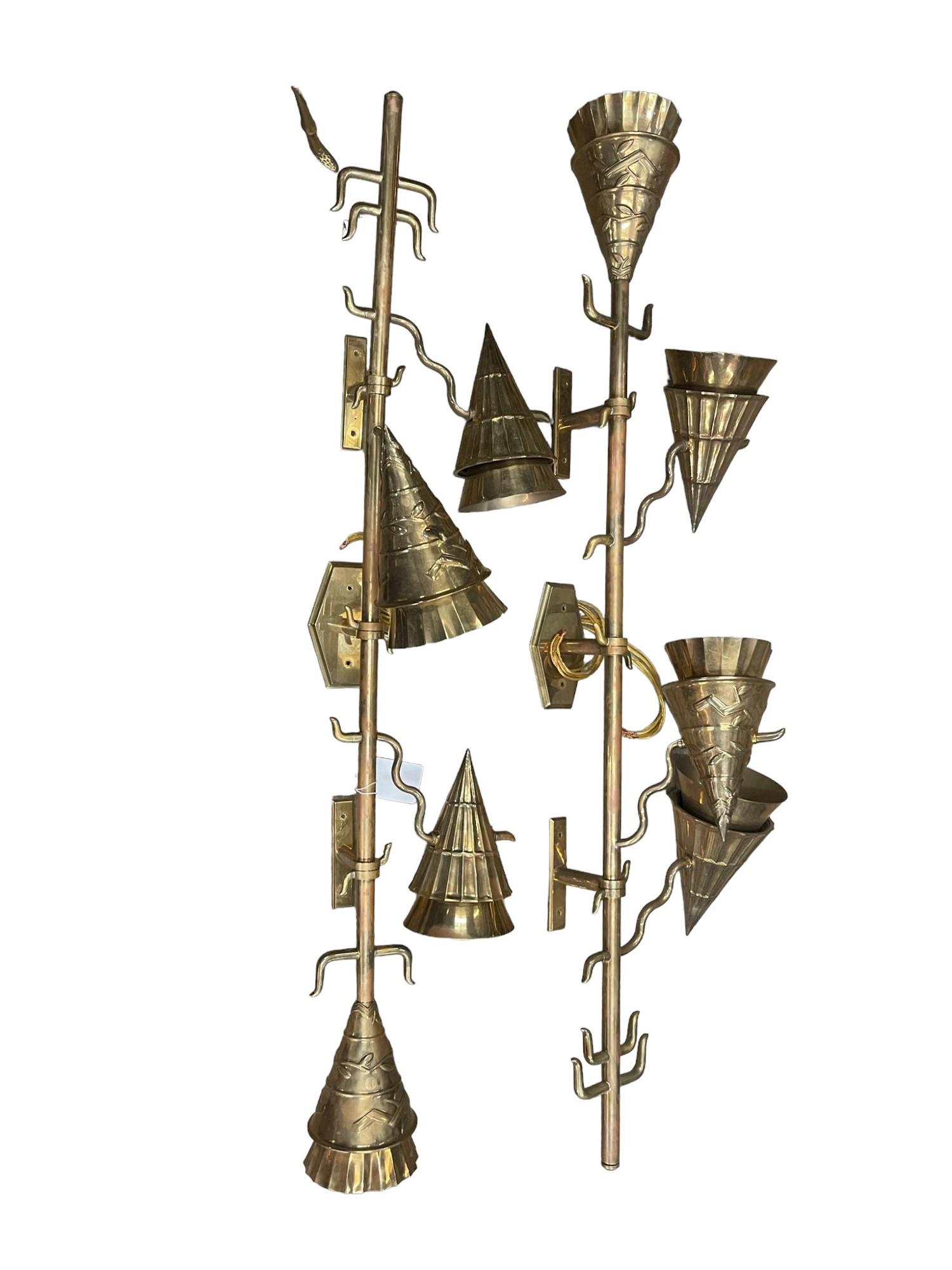 Pair of Brass Art Deco Style Wall Fixtures (1 of 6)