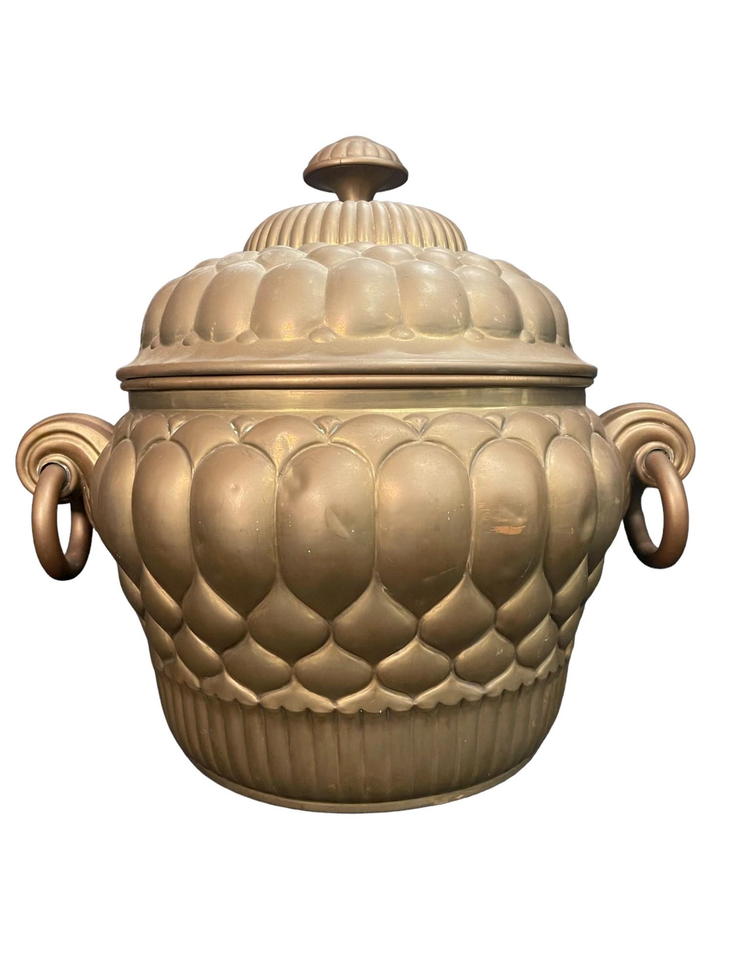 Deco Brass Container with Cover and Handles (1 of 7)