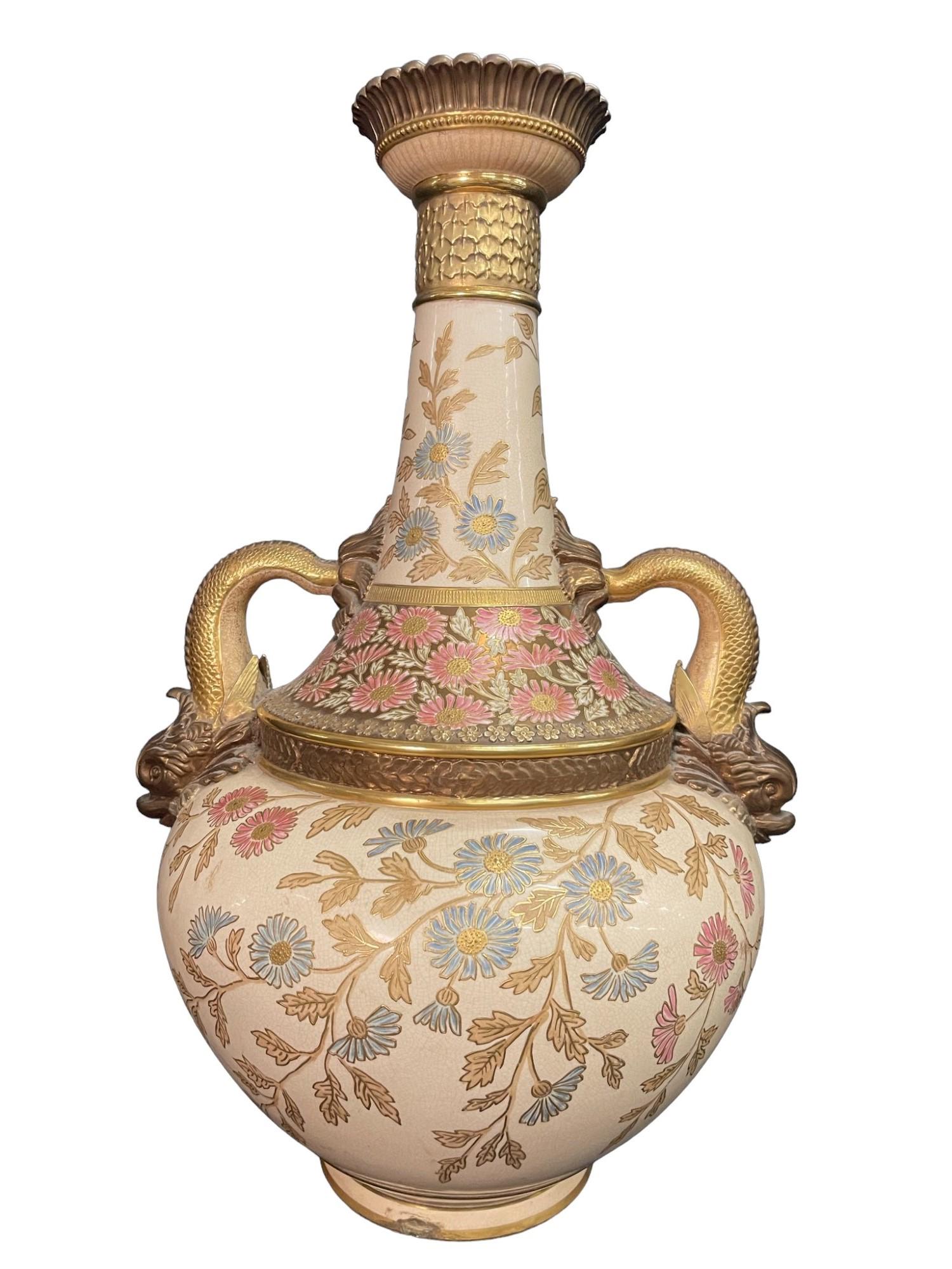 Asian Decorated Vase with Dolphin Handles (1 of 11)