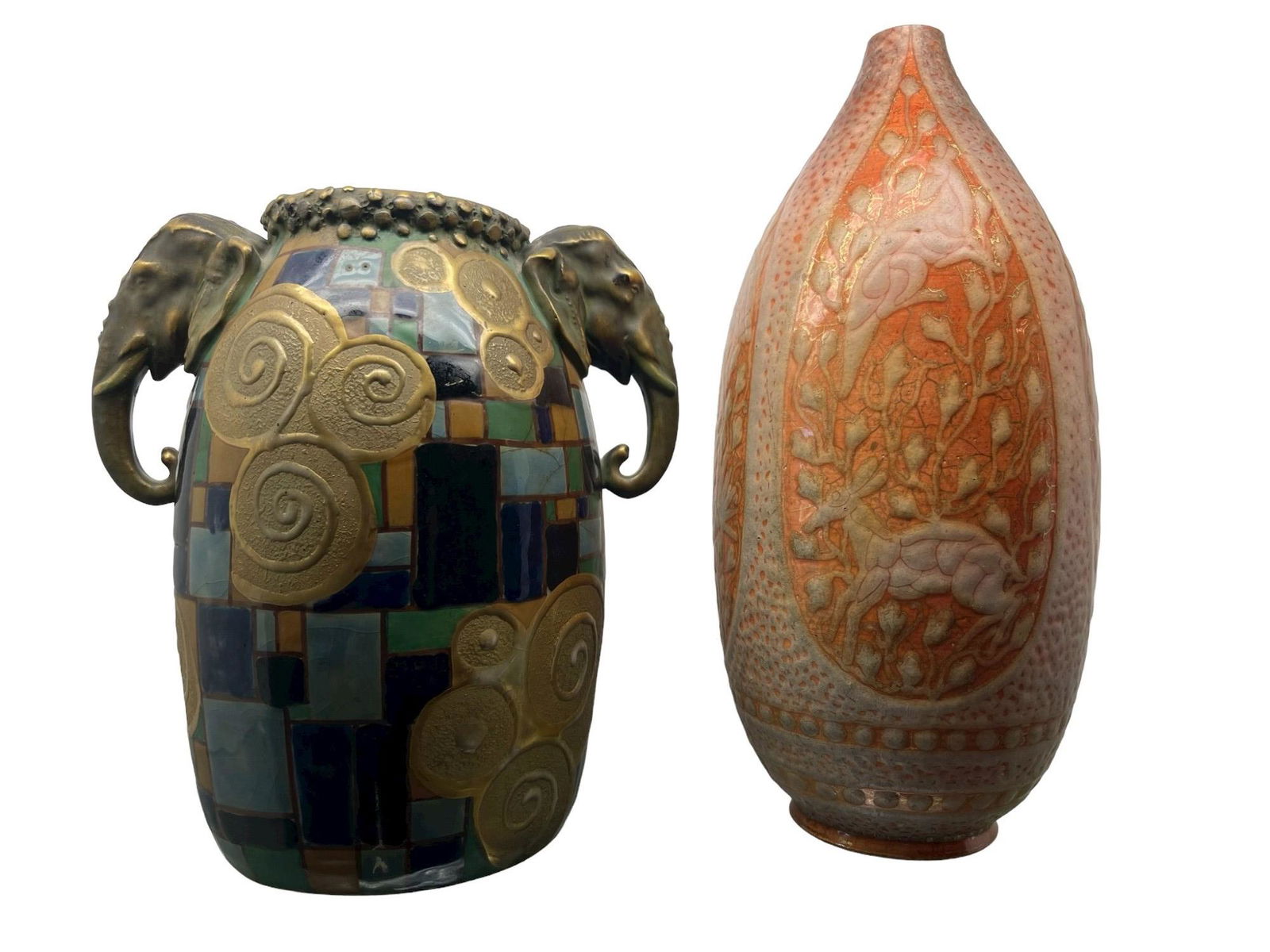 Art Pottery Vases Poorly Drilled for Lamps (1 of 8)